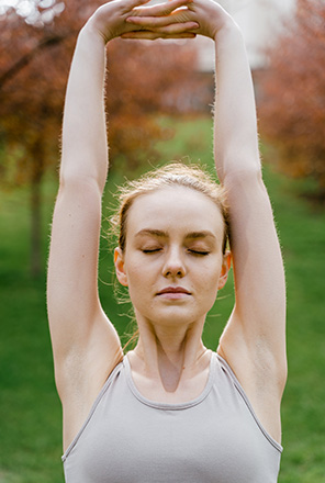 Caucasian women stretching